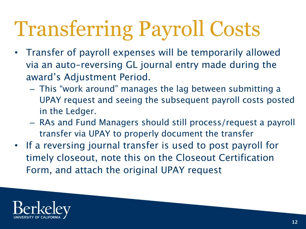 transferring payroll costs