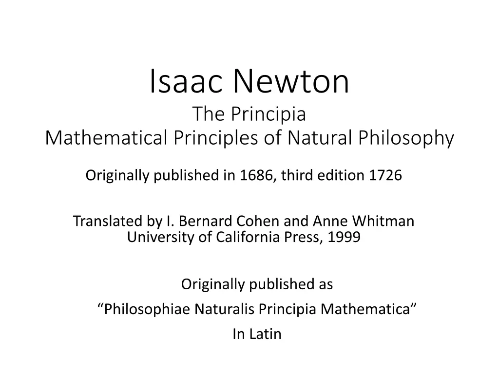 isaac newton the principia