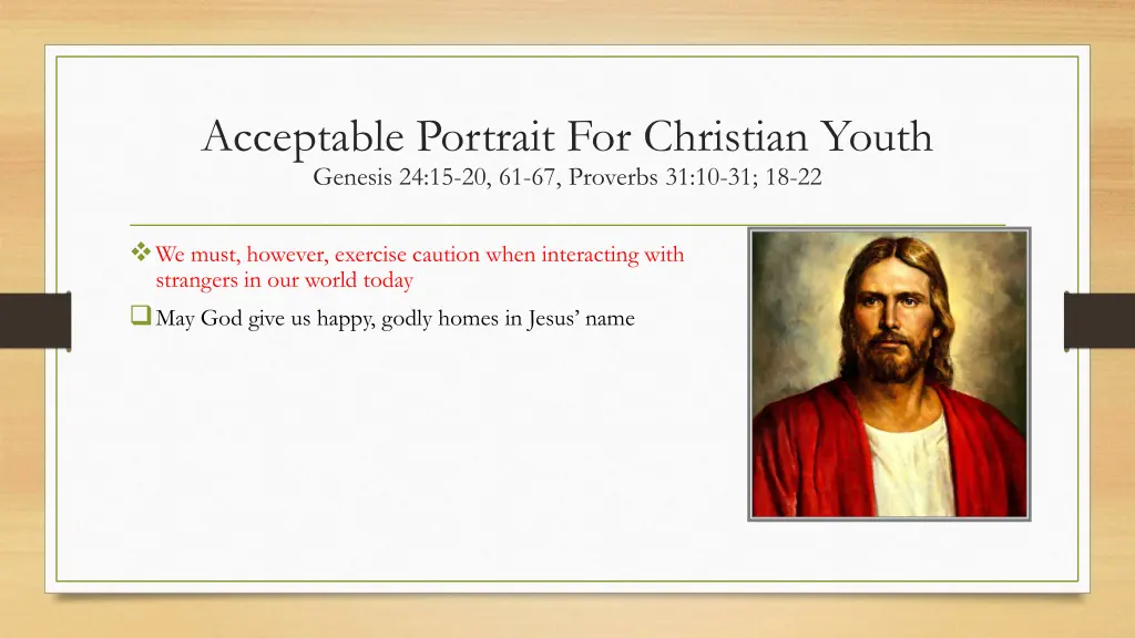 acceptable portrait for christian youth genesis 1