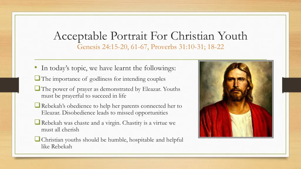 acceptable portrait for christian youth genesis