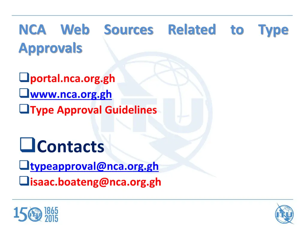 nca web sources related to type approvals