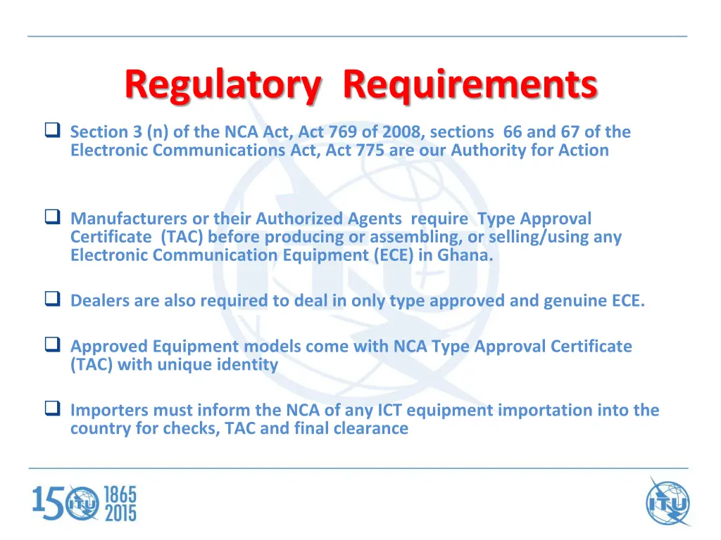 regulatory requirements section