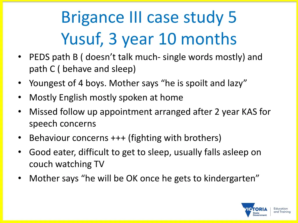 brigance iii case study 5 yusuf 3 year 10 months