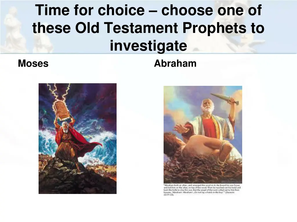 time for choice choose one of these old testament