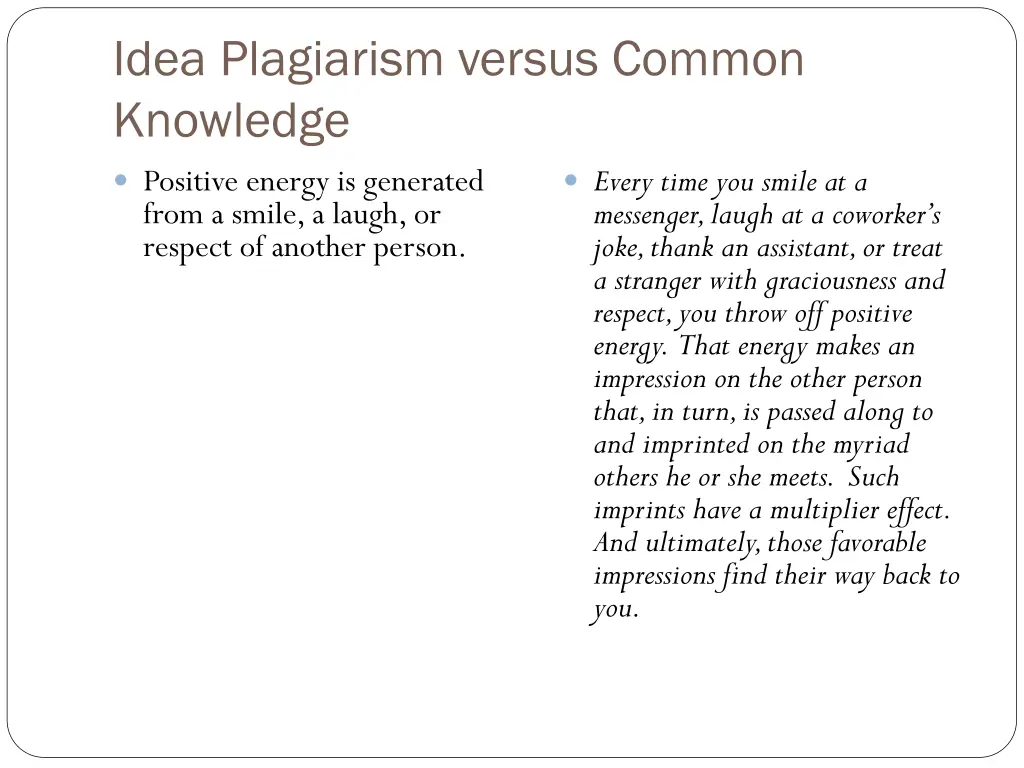 idea plagiarism versus common knowledge