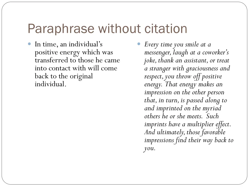 paraphrase without citation