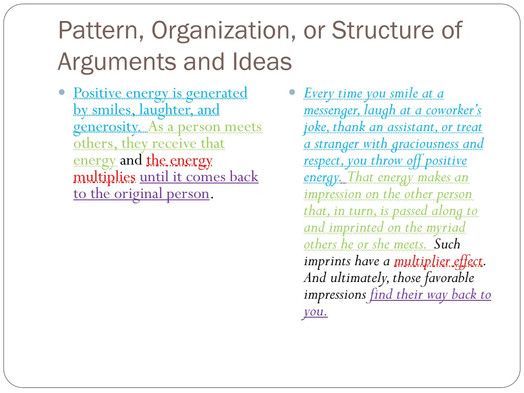 pattern organization or structure of arguments