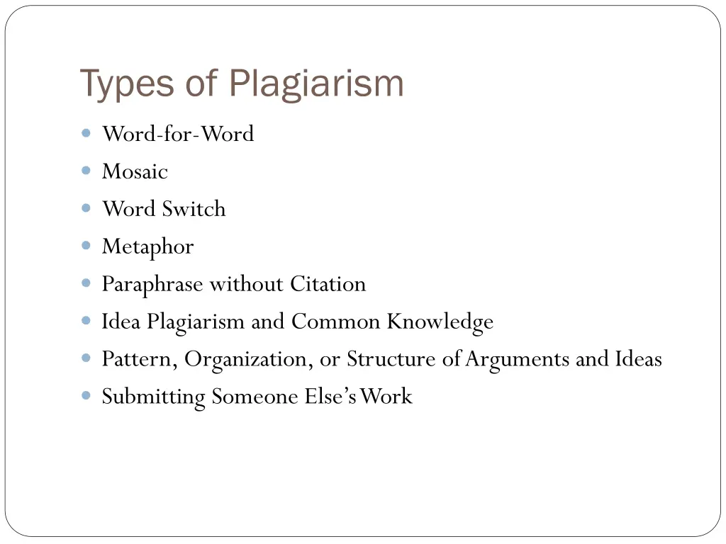 types of plagiarism