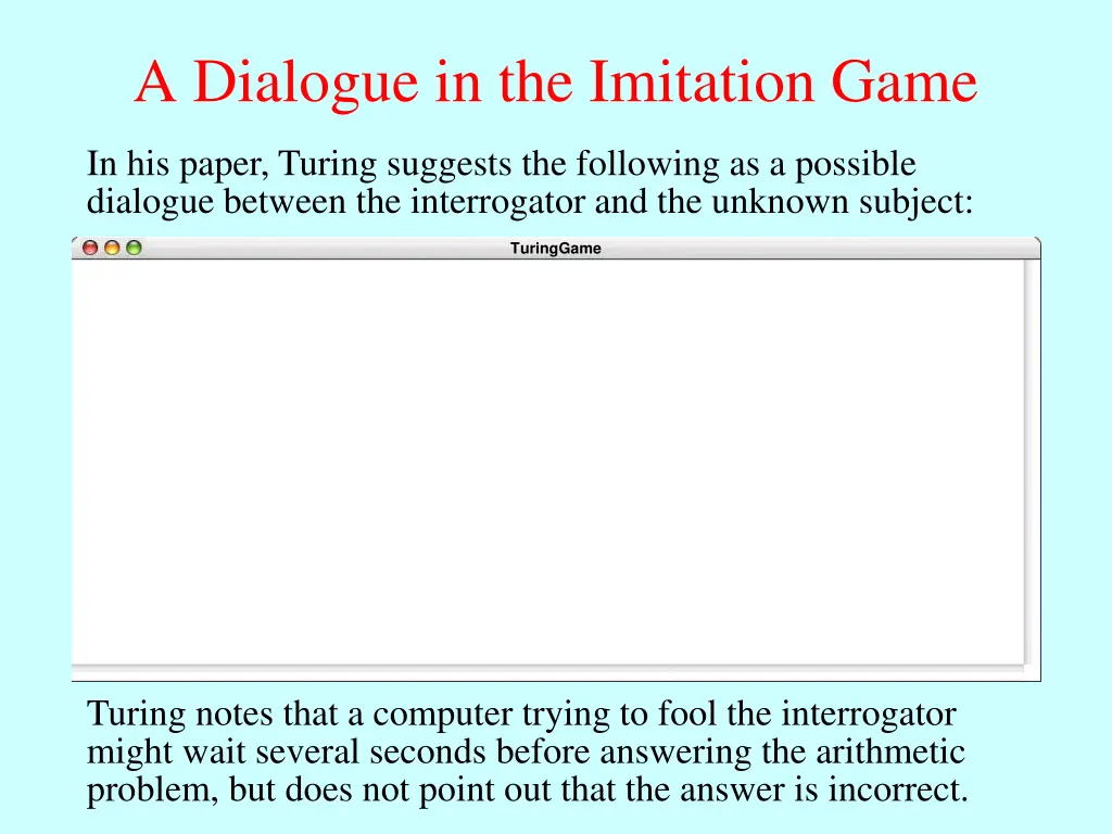 a dialogue in the imitation game