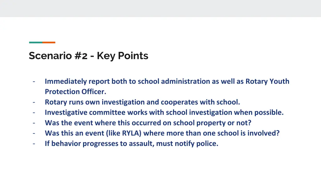 scenario 2 key points