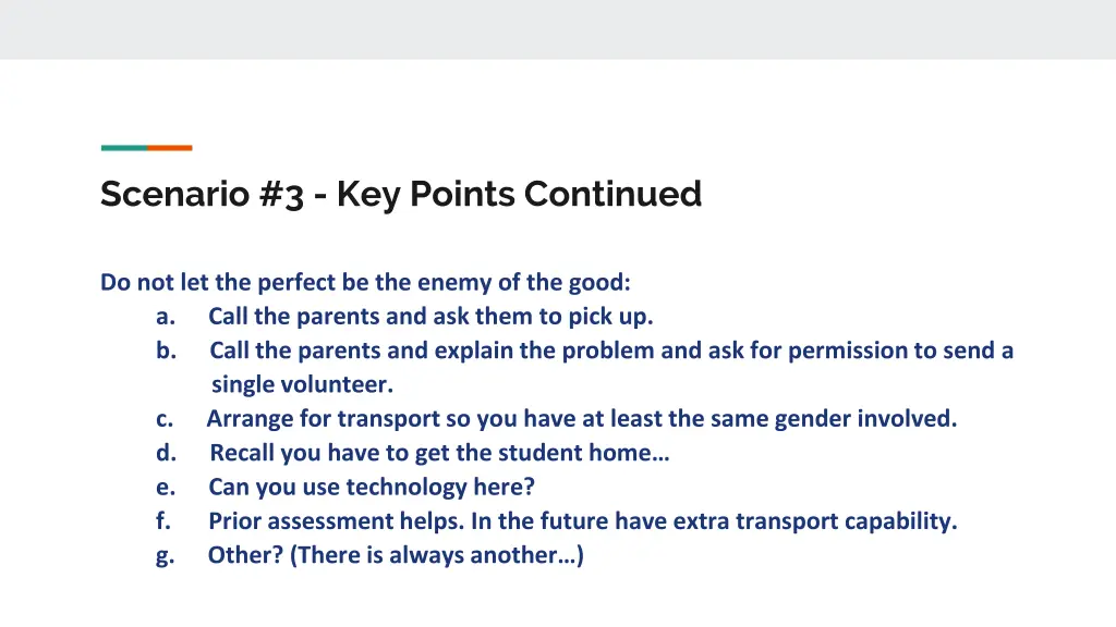 scenario 3 key points continued