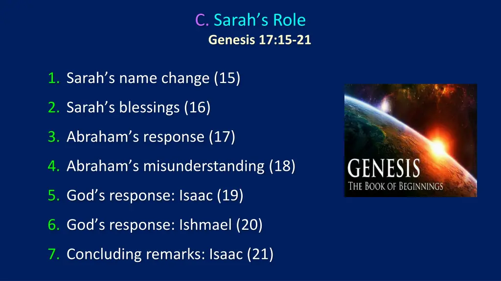 c sarah s role genesis 17 15 21