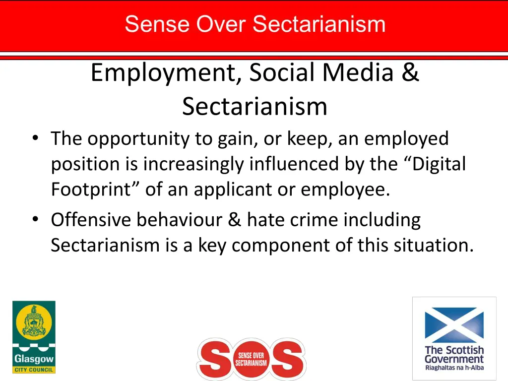 employment social media sectarianism