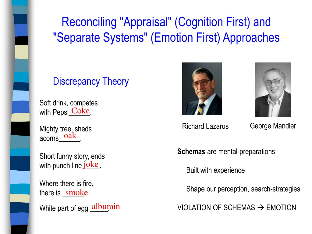 reconciling appraisal cognition first