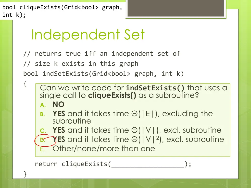 bool cliqueexists grid bool graph int k