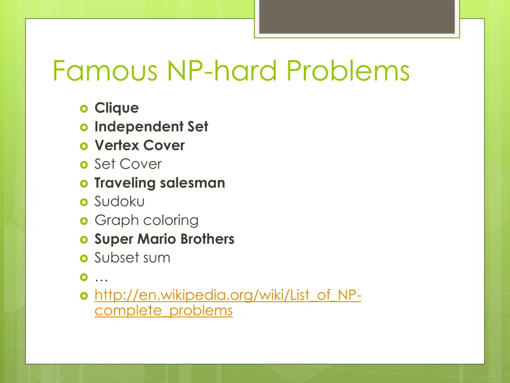 famous np hard problems