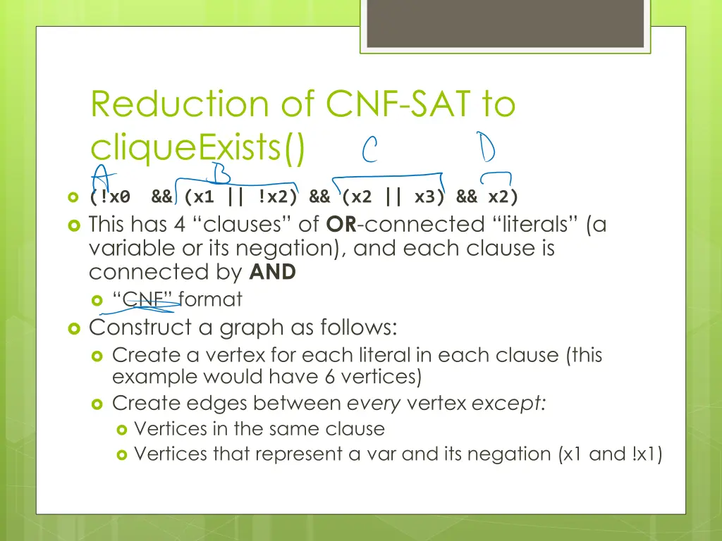 reduction of cnf sat to cliqueexists