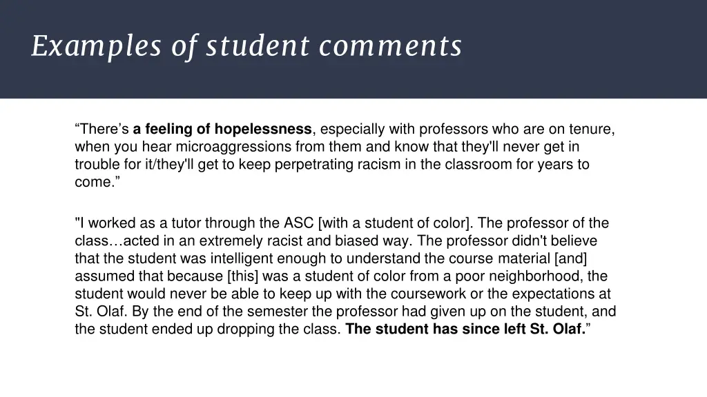 examples of student comments