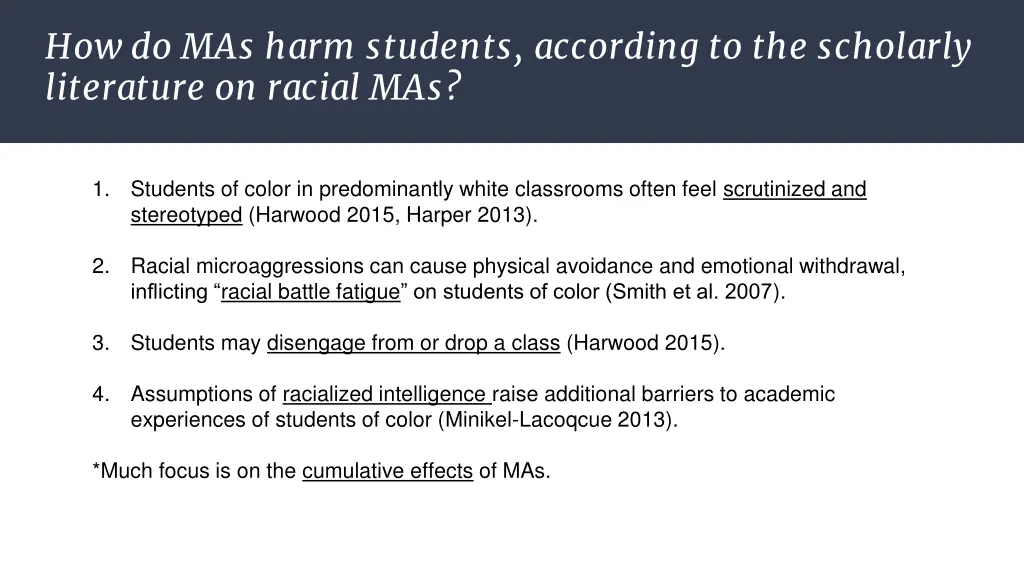 how do mas harm students according