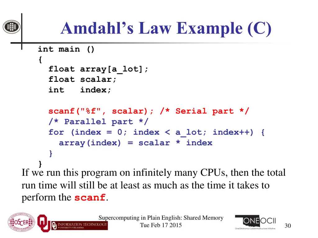 amdahl s law example c