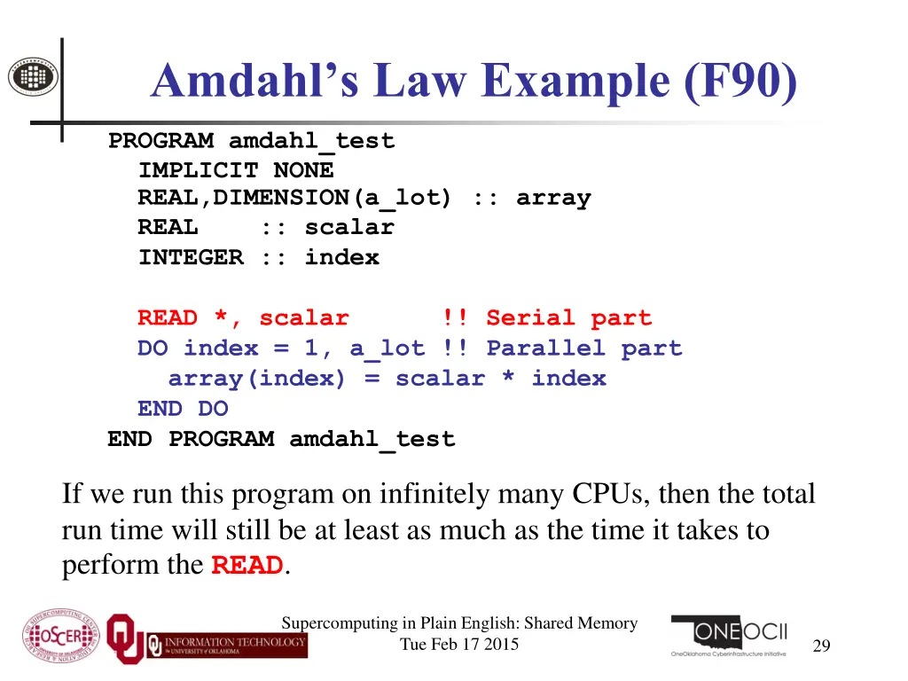 amdahl s law example f90