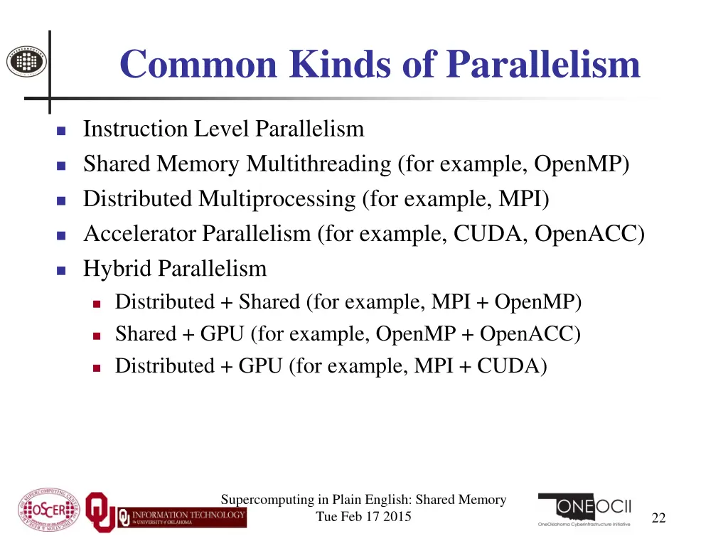 common kinds of parallelism