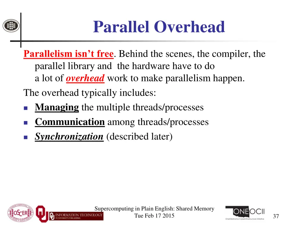 parallel overhead