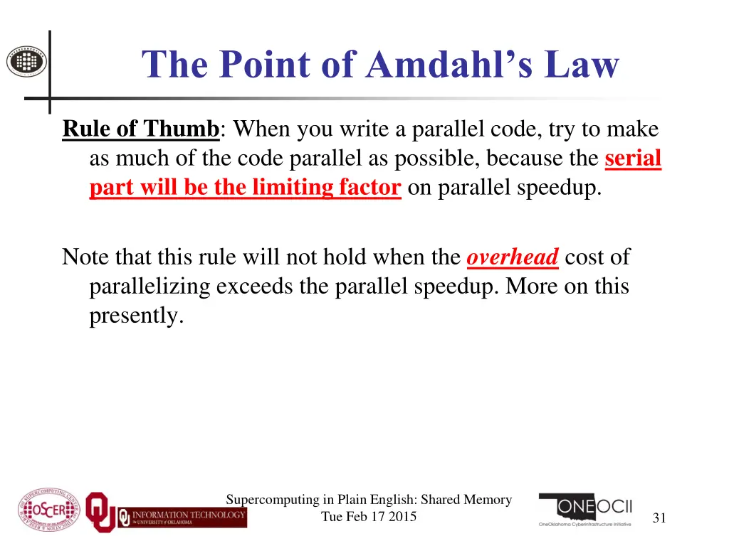 the point of amdahl s law