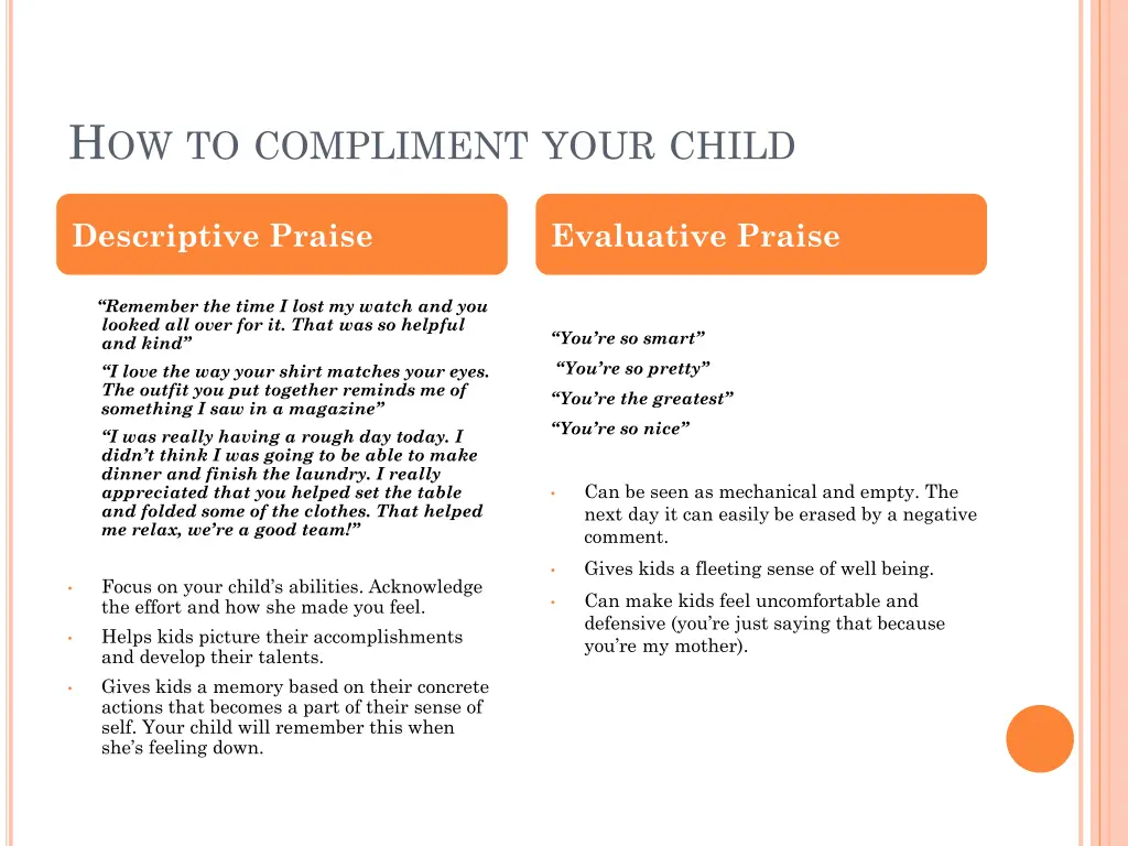 h ow to compliment your child