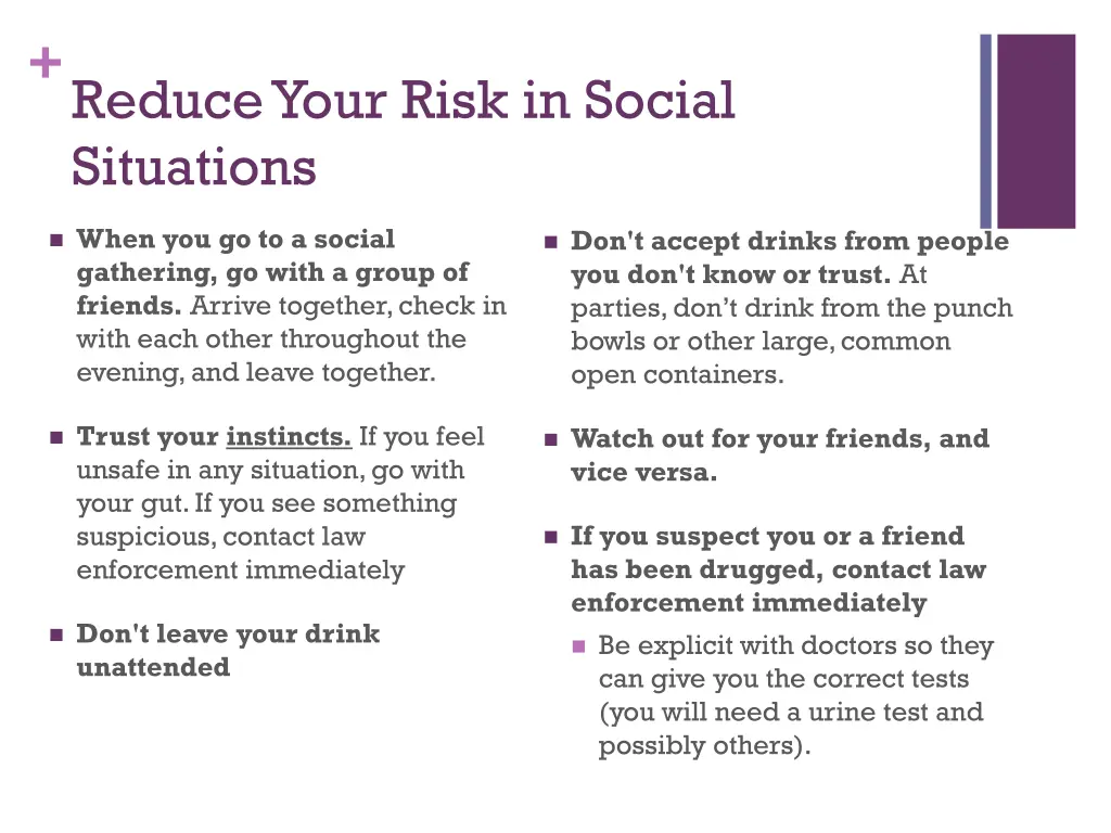 reduce your risk in social situations