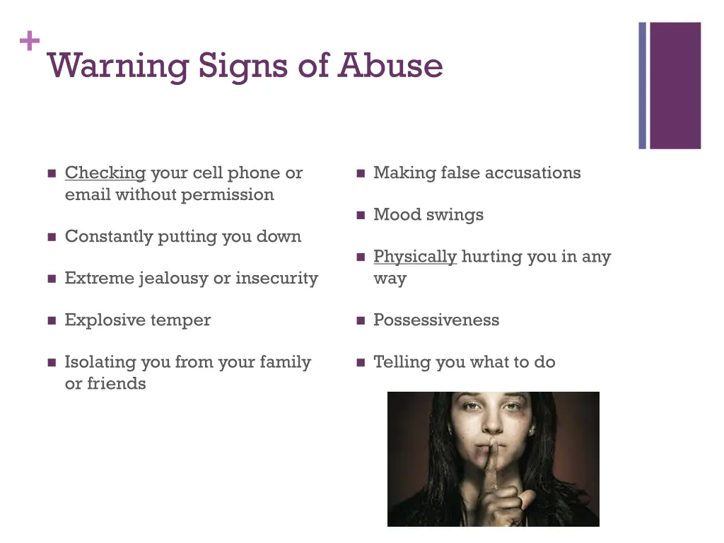 warning signs of abuse