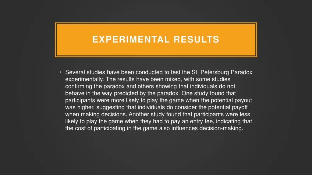 experimental results