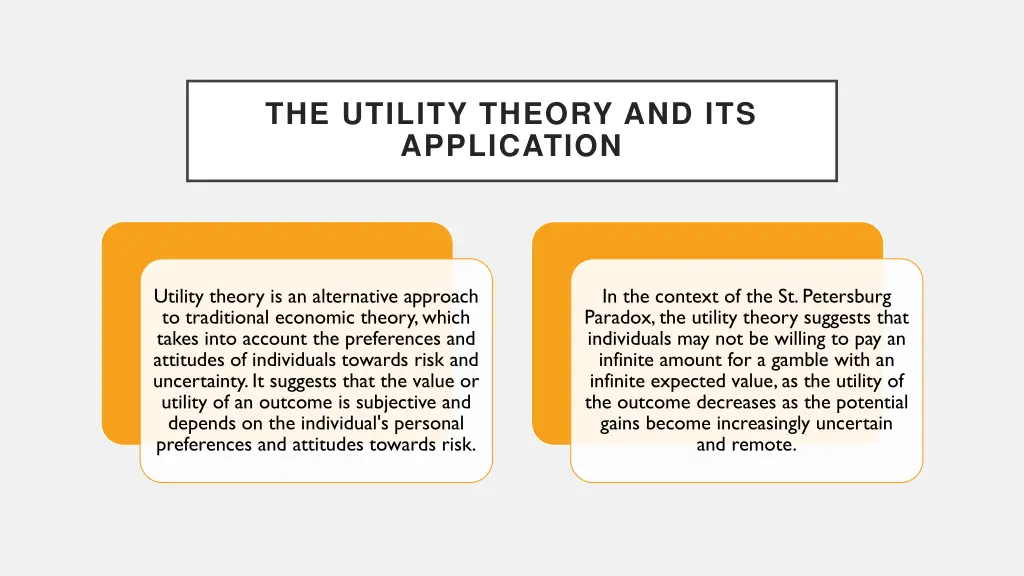 the utility theory and its application