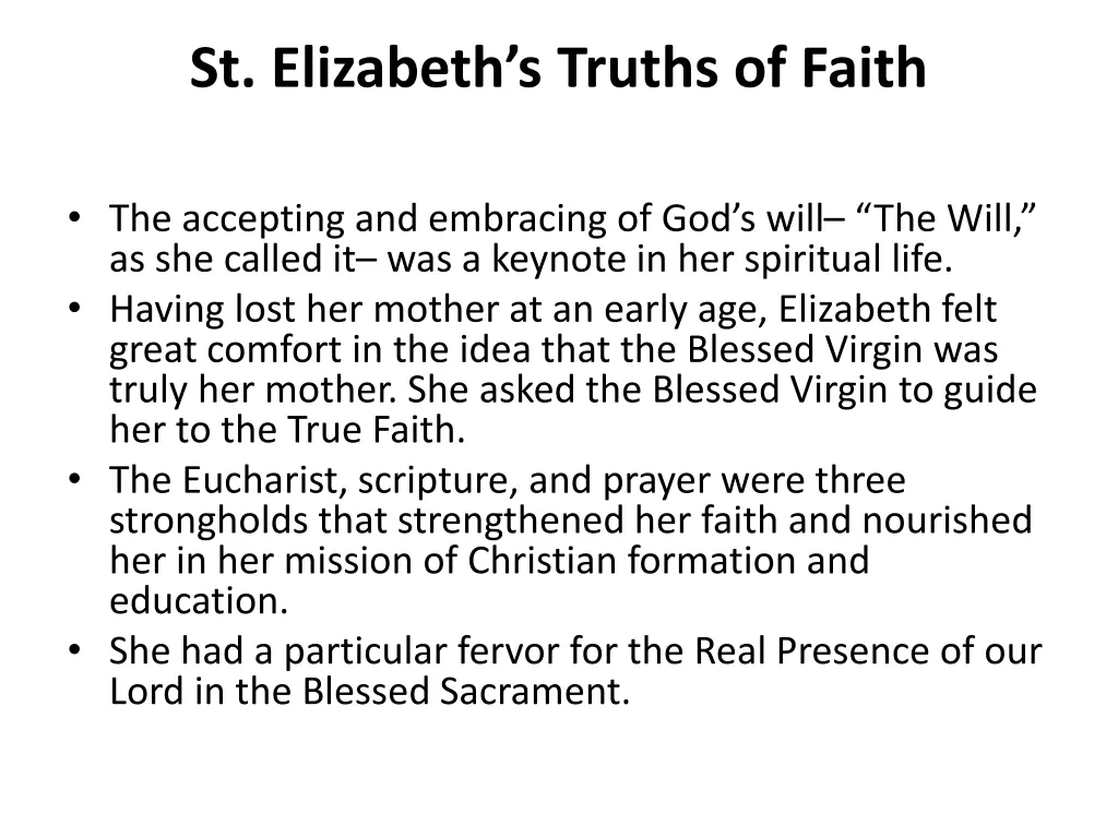 st elizabeth s truths of faith