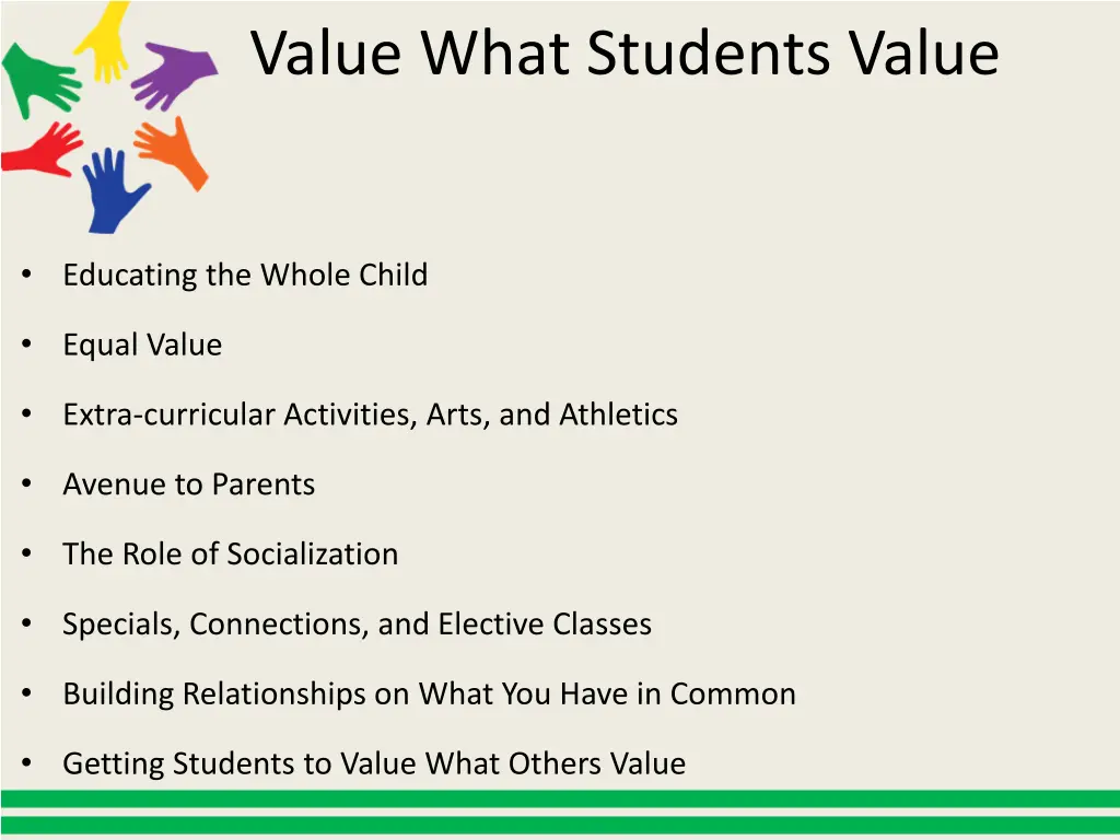 value what students value