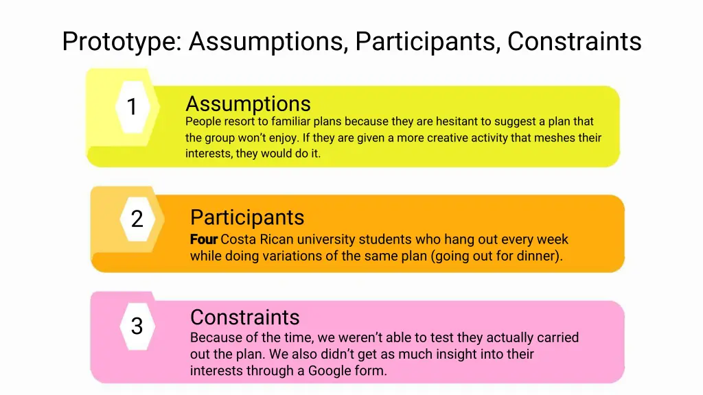 prototype assumptions participants constraints 2