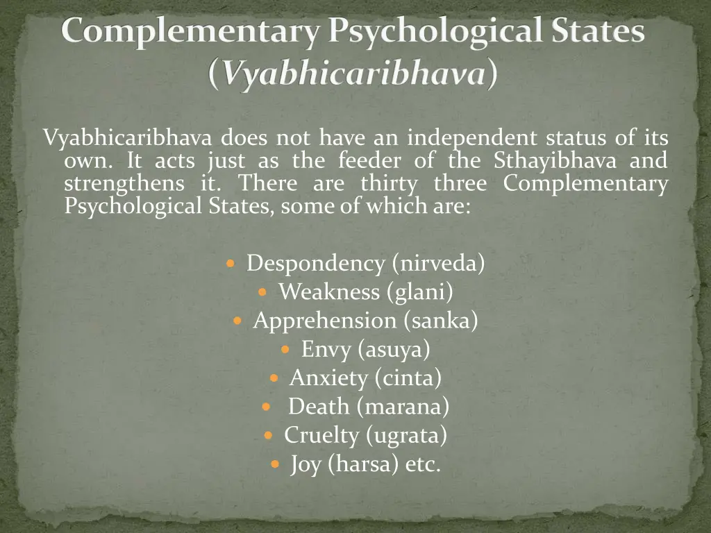 complementary psychological states vyabhicaribhava