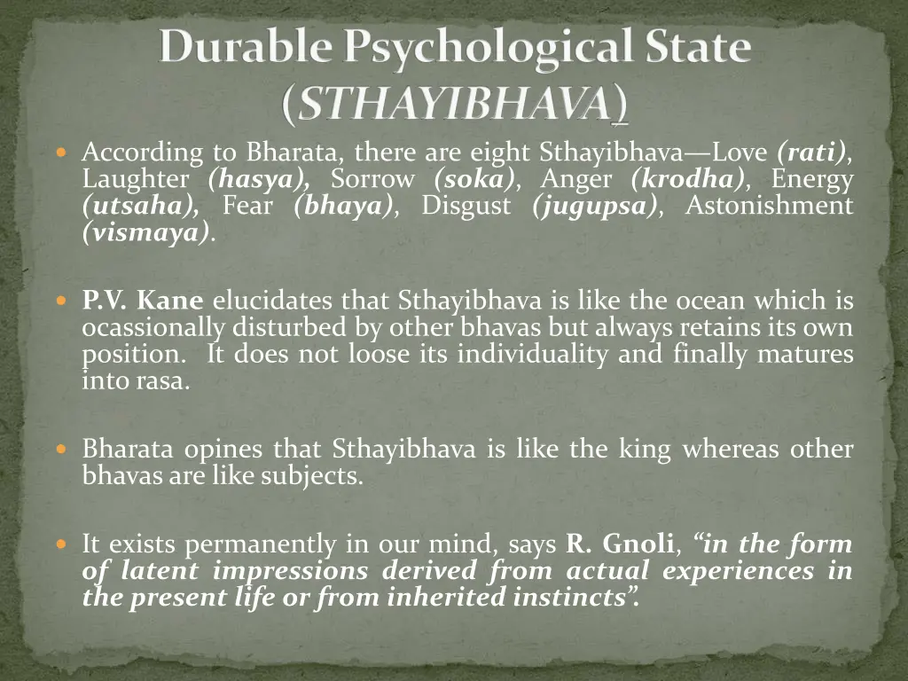 durable psychological state sthayibhava