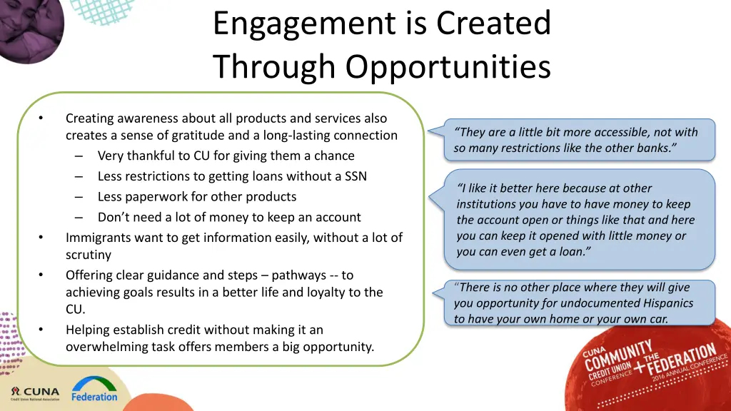 engagement is created through opportunities