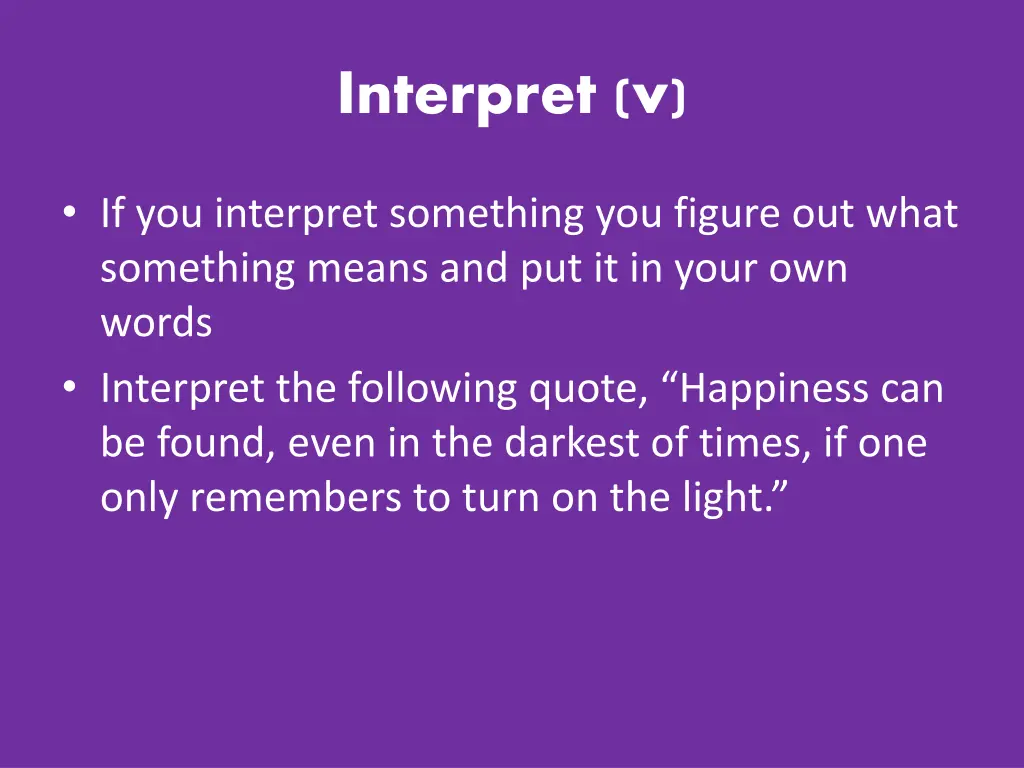 interpret v