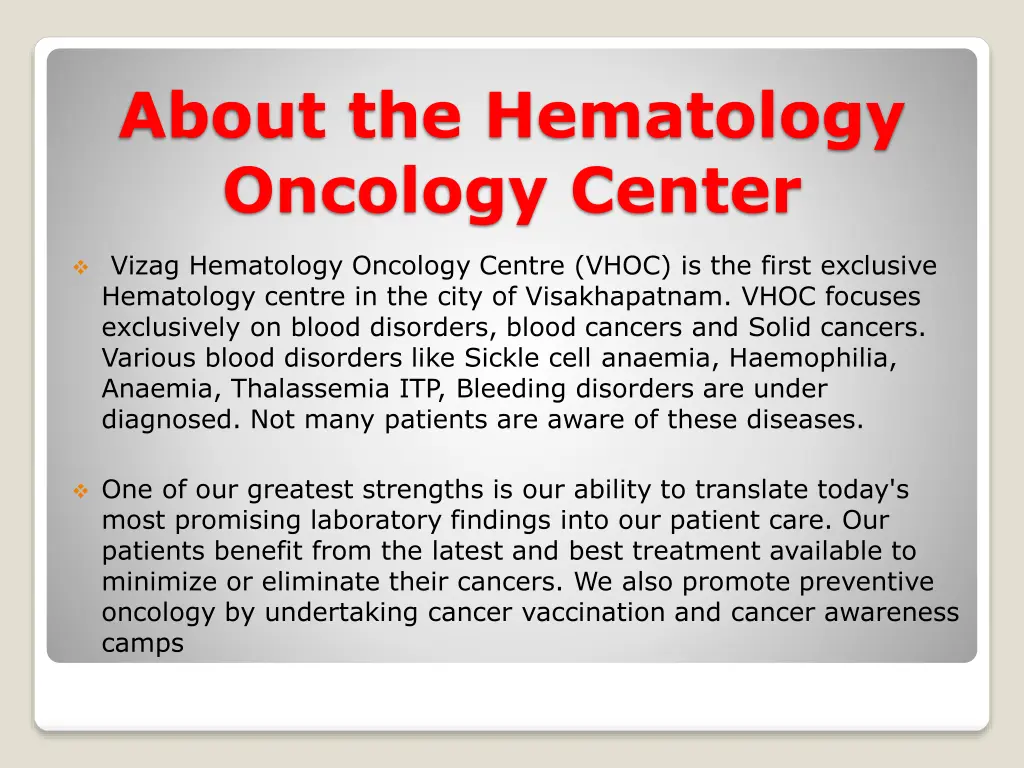 about the hematology oncology center