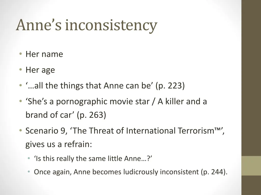 anne s inconsistency