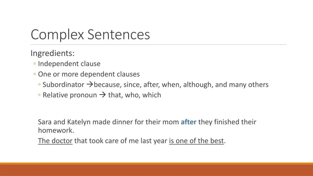 complex sentences