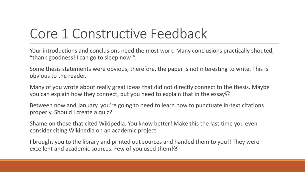 core 1 constructive feedback