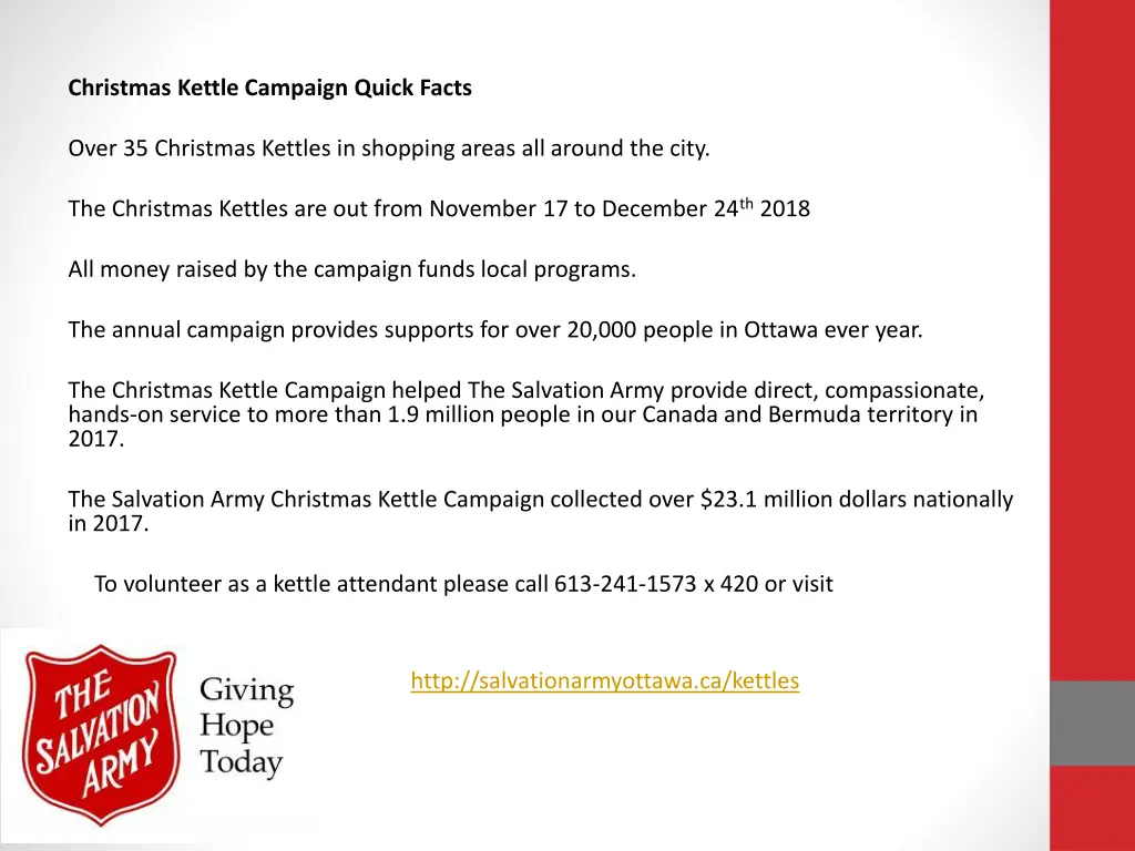 christmas kettle campaign quick facts