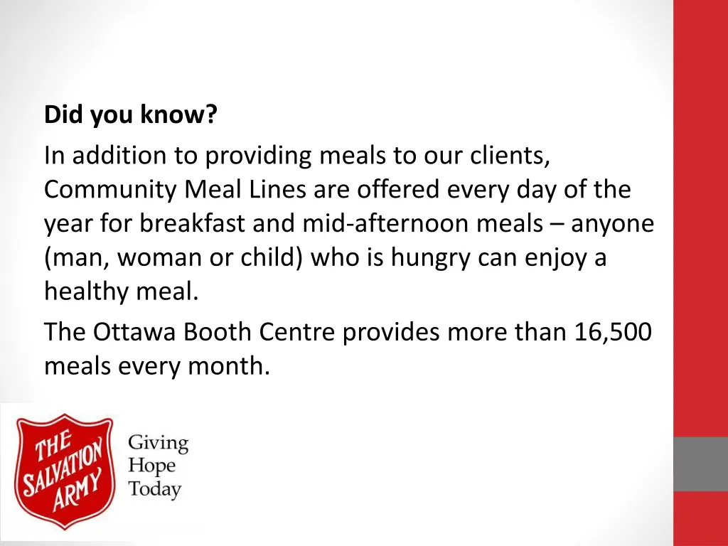 did you know in addition to providing meals