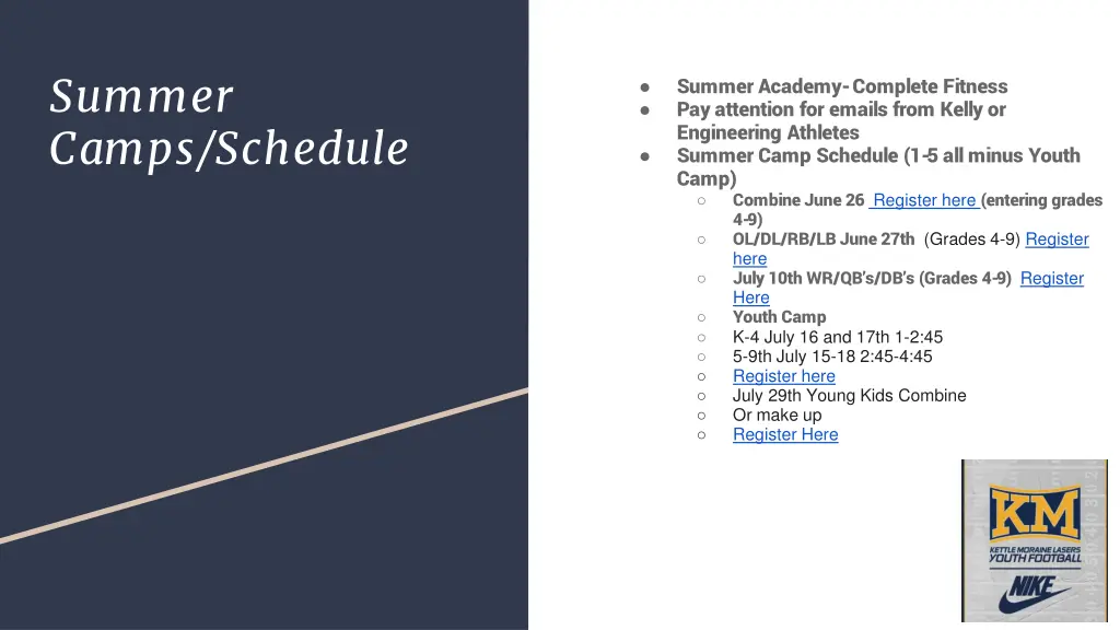 summer camps schedule