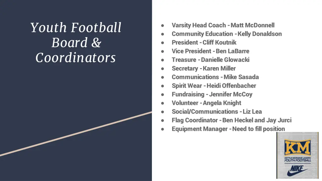 youth football board coordinators