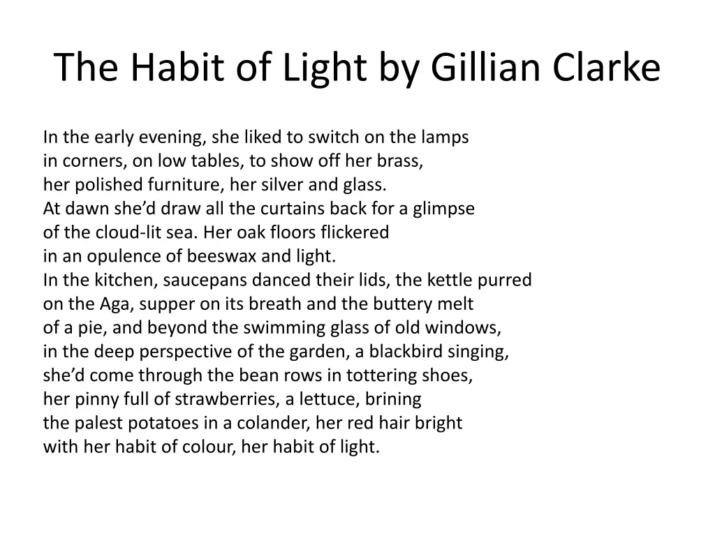 the habit of light by gillian clarke