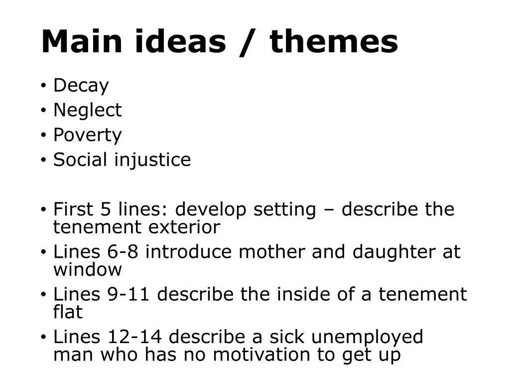 main ideas themes